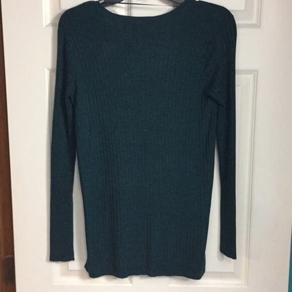 Apt. 9 V-neck Sweater Ribbed Sparkle Cable Knit Long Sleeve green Size Small - Picture 7 of 8